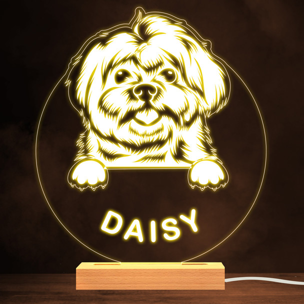 Maltese Dog Pet Silhouette Warm White Lamp Personalised Gift Night Light