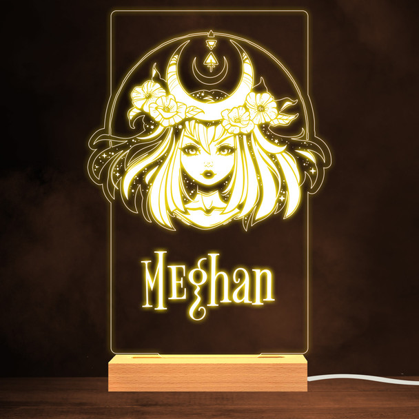 Mystical Fantasy Girl With Flowers Warm White Lamp Personalised Gift Night Light