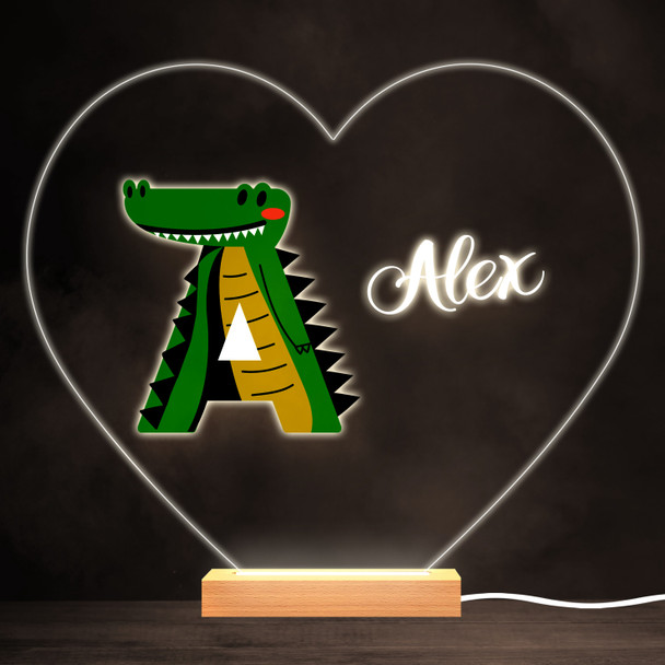 Alphabet Animals Letter A Colourful Heart Personalised Gift Lamp Night Light