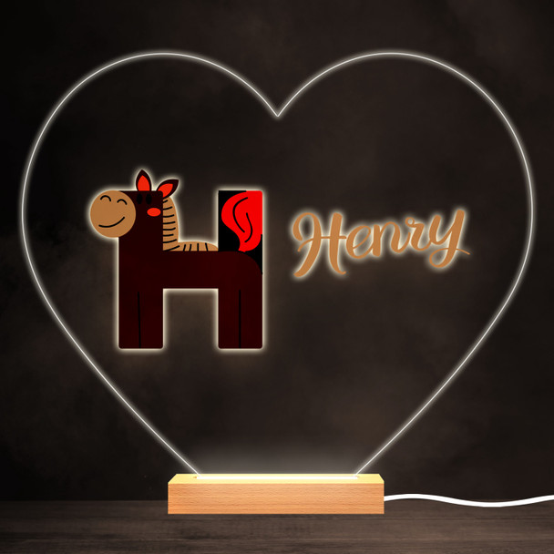Alphabet Animals Letter H Colourful Heart Personalised Gift Lamp Night Light