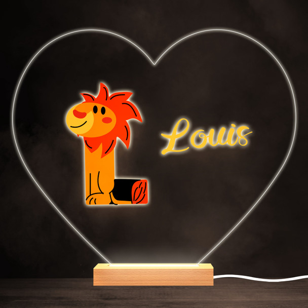 Alphabet Animals Letter L Colourful Heart Personalised Gift Lamp Night Light