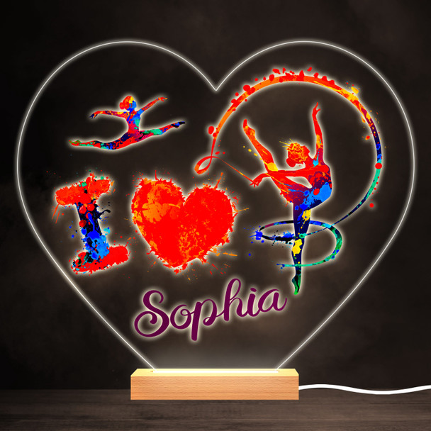 Love Gymnastic Splash Art Colourful Heart Personalised Gift LED Lamp Night Light