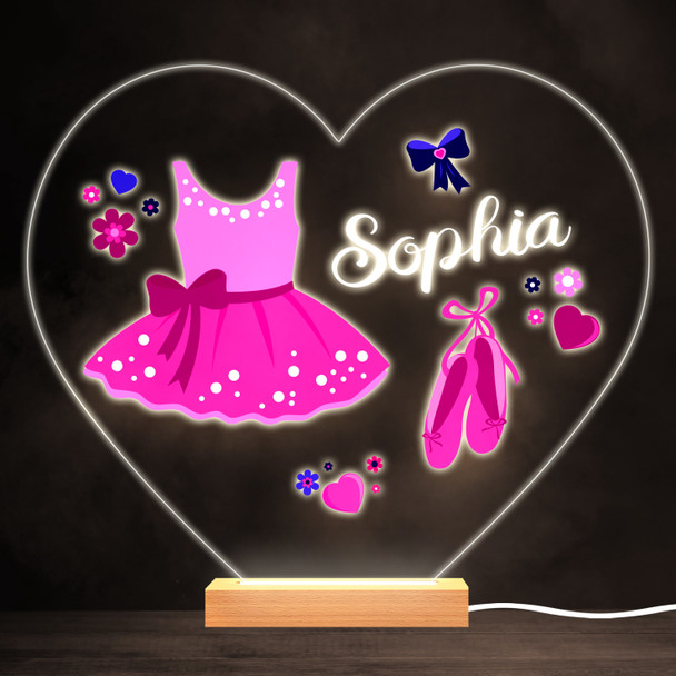 Pink Ballet Ballerina Dancer Outfit Heart Personalised Gift Lamp Night Light