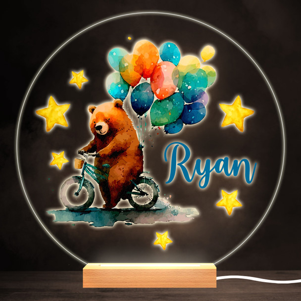 Bear Bike Balloons Colourful Round Personalised Gift LED Lamp Night Light