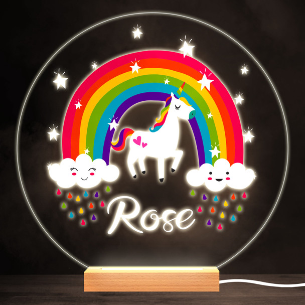 Rainbow Unicorn Colourful Round Personalised Gift LED Lamp Night Light