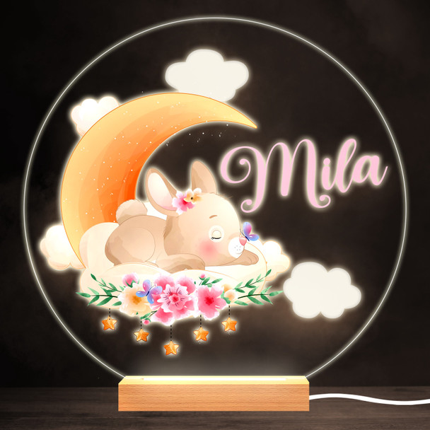 Cute Sleeping Rabbit Colourful Round Personalised Gift LED Lamp Night Light