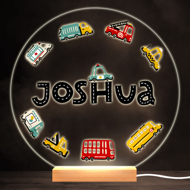 Cars Road Letters Colourful Round Personalised Gift LED Lamp Night Light