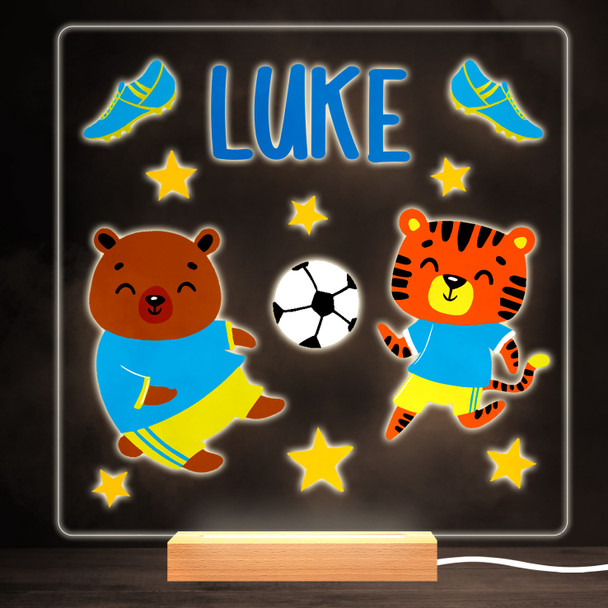 Football Bear Tiger Colourful Square Personalised Gift LED Lamp Night Light