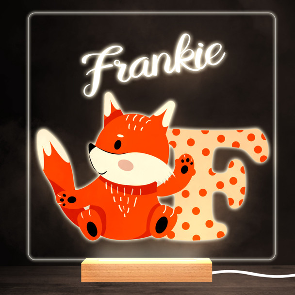 Animal Alphabet Letter F Colourful Square Personalised Gift LED Lamp Night Light
