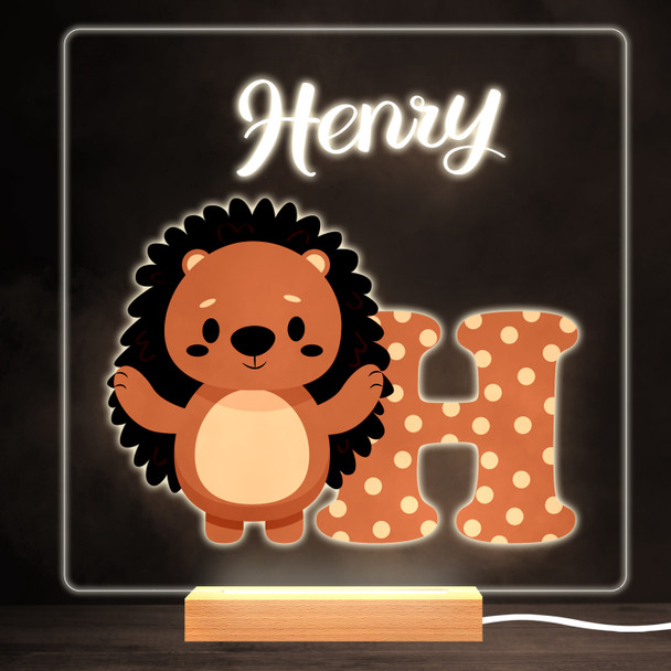 Animal Alphabet Letter H Colourful Square Personalised Gift LED Lamp Night Light