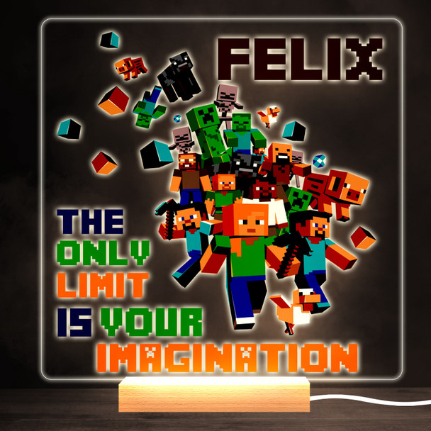 Minecraft The Only Limit Colourful Square Personalised Gift LED Lamp Night Light