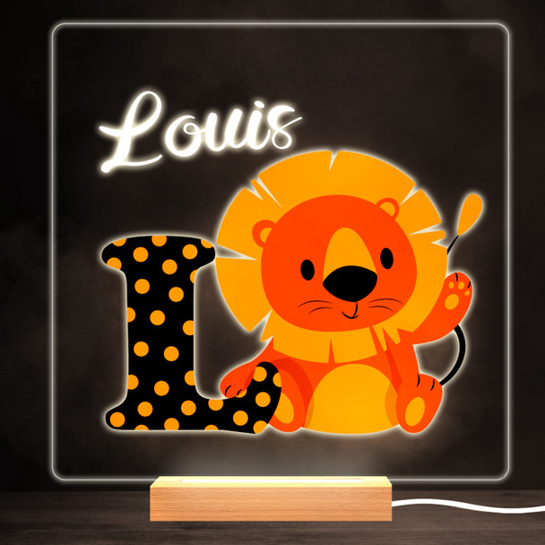 Animal Alphabet Letter L Colourful Square Personalised Gift LED Lamp Night Light