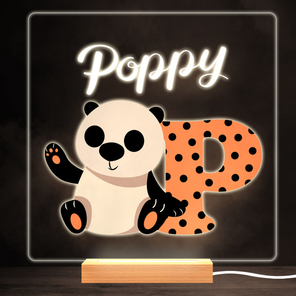 Animal Alphabet Letter P Colourful Square Personalised Gift LED Lamp Night Light