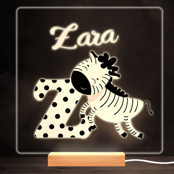 Animal Alphabet Letter Z Colourful Square Personalised Gift LED Lamp Night Light