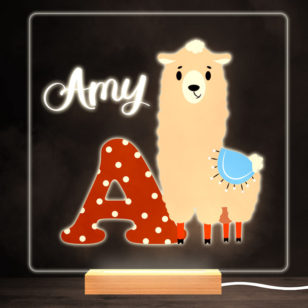 Animal Alphabet Letter A Colourful Square Personalised Gift LED Lamp Night Light