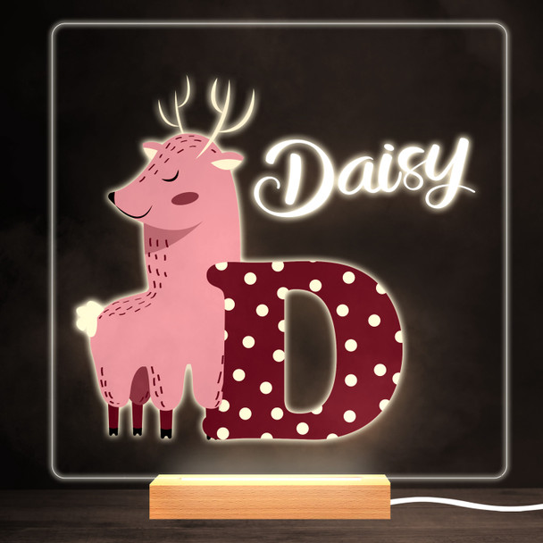 Animal Alphabet Letter D Colourful Square Personalised Gift LED Lamp Night Light