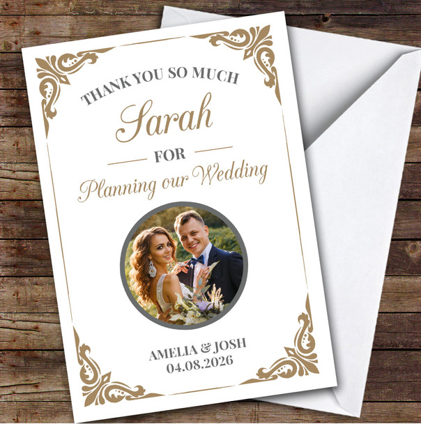 Thank You For Planning Our Wedding Day Planner Photo Gold Personalised Card