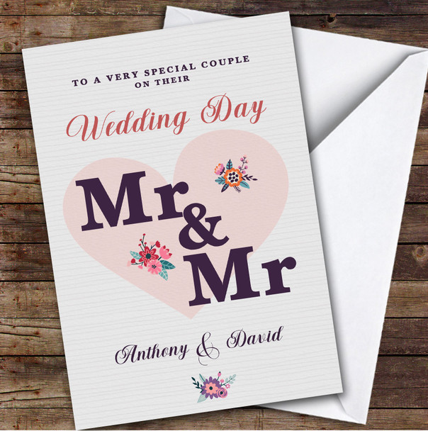 Mr & Mr Wedding Day Very Special Couple Personalised Greetings Card