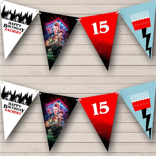 Stranger Things Novelty Birthday Age Personalised Party Banner Bunting