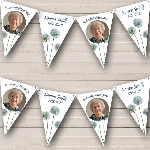 Funeral Minimal Memorial Dandelion Photo Personalised Party Banner Bunting