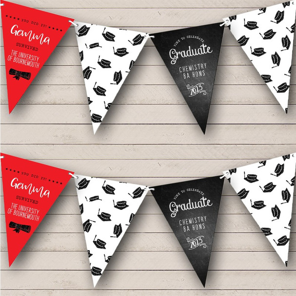 Well Done Graduate Caps Graduation Personalised Party Banner Bunting