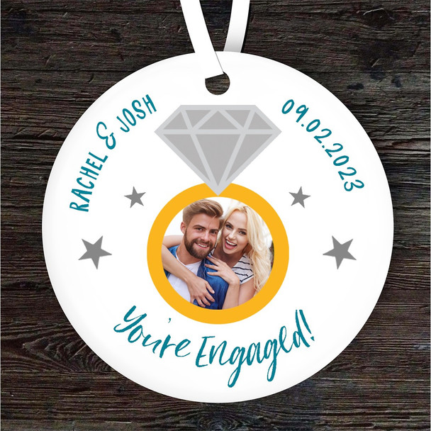 You're Engaged! Engagement Ring Photo Personalised Gift Hanging Ornament
