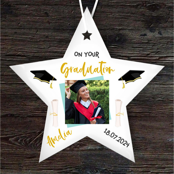 On Your Graduation Photo Uni Graduate Star Personalised Gift Hanging Ornament