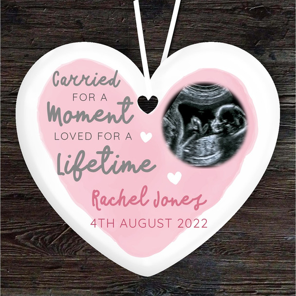 For A Moment Baby Loss Memorial Girl Heart Personalised Gift Hanging Ornament
