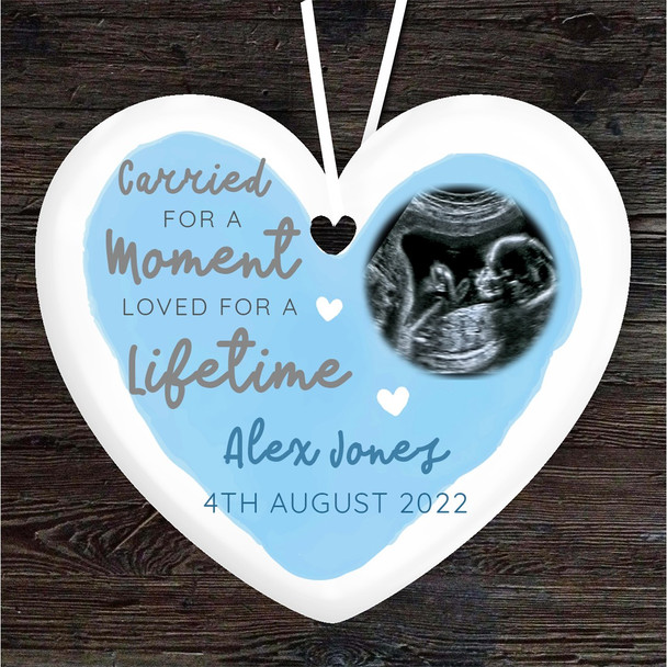 For A Moment Baby Loss Memorial Boy Heart Personalised Gift Hanging Ornament