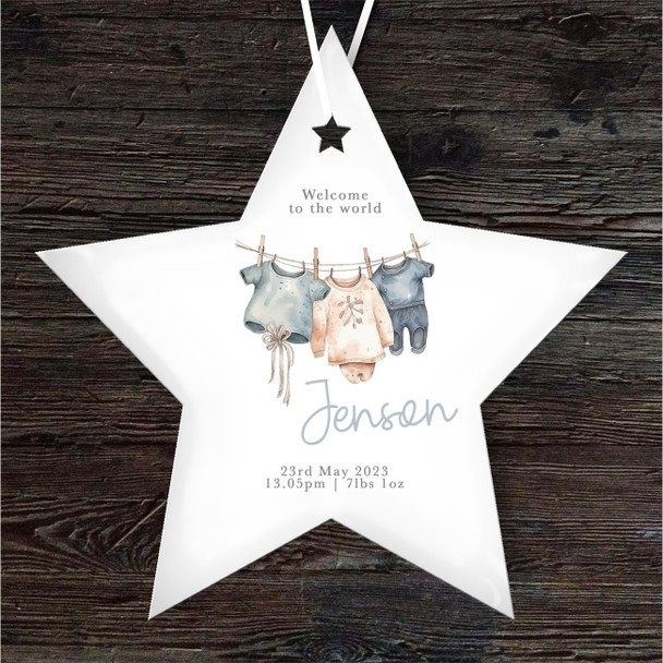 New Baby Baby Clothes Star Personalised Gift Keepsake Hanging Ornament Plaque