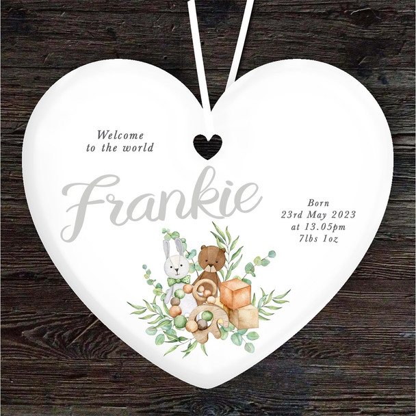 Welcome New Baby Toys Heart Personalised Gift Keepsake Hanging Ornament