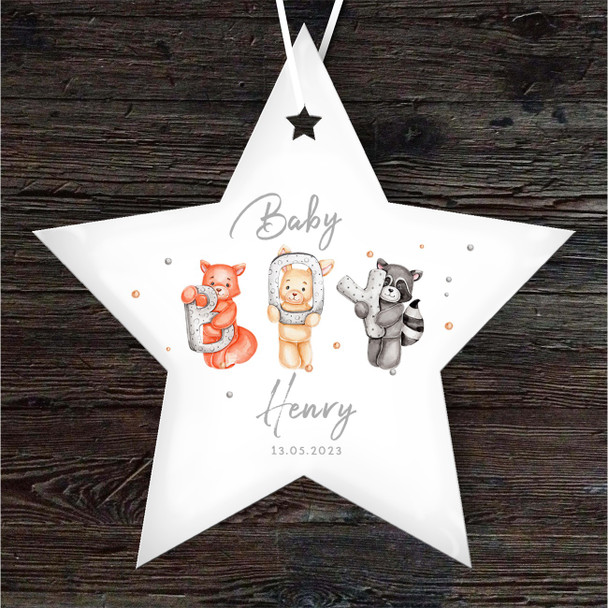 Animals New Baby Boy Star Personalised Gift Keepsake Hanging Ornament Plaque