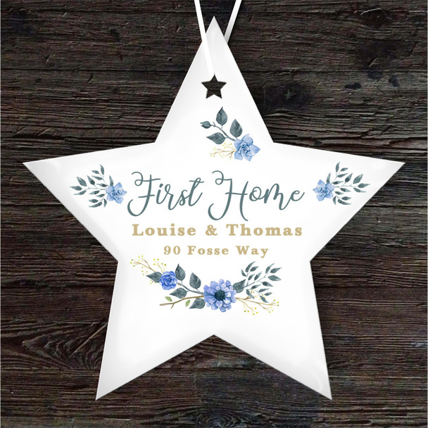 First Home Couple Blue Star Personalised Gift Keepsake Hanging Ornament Plaque