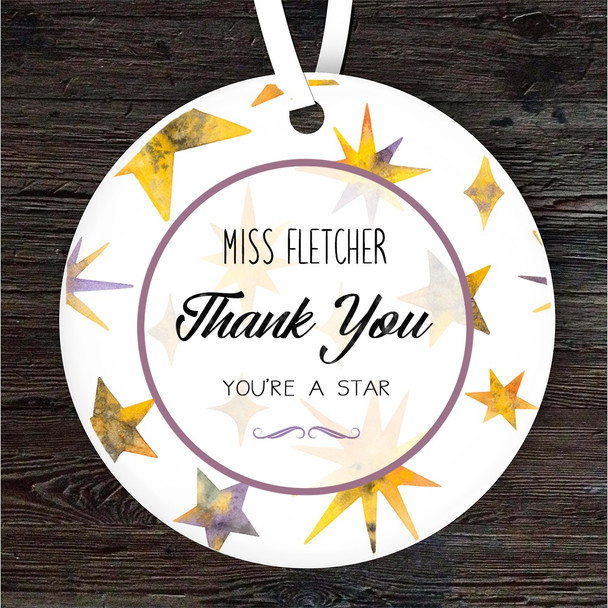 Painted Gold Stars Thank You Teacher Personalised Gift Keepsake Hanging Ornament