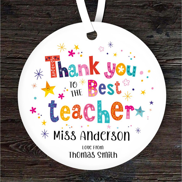 Thank You Best Teacher Funky Letters Personalised Gift Keepsake Hanging Ornament
