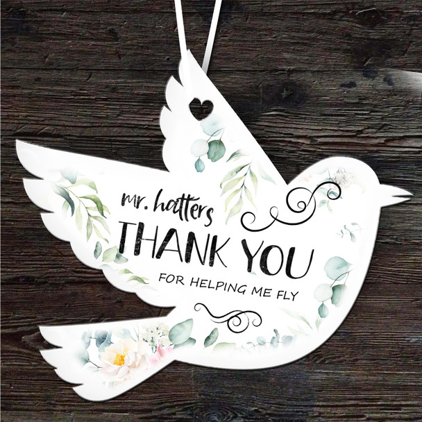 Floral Thank You Teacher Bird Personalised Gift Keepsake Hanging Ornament Plaque