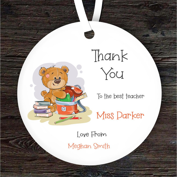 Thank You Teacher School Teddy Bear Personalised Gift Keepsake Hanging Ornament