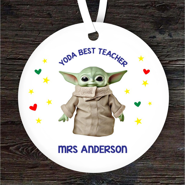 Funny Yoda Best Thank You Teacher Personalised Gift Keepsake Hanging Ornament