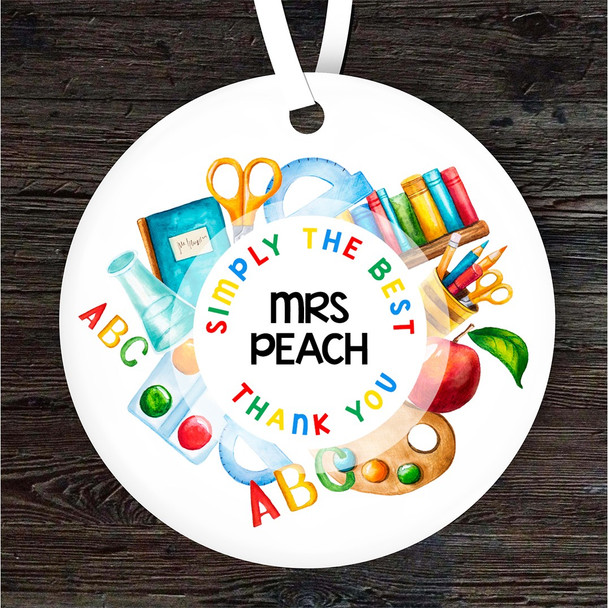 Simply The Best Thank You Teacher School Personalised Gift Hanging Ornament