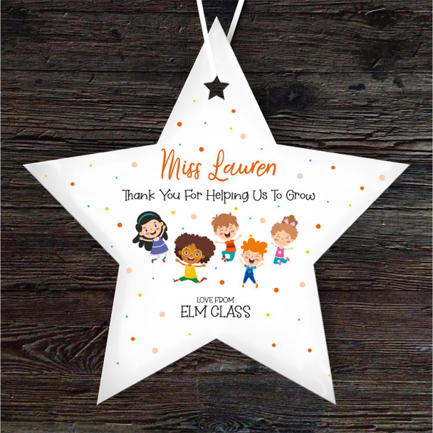 Thank You Teacher Happy Kids Class Star Personalised Gift Hanging Ornament