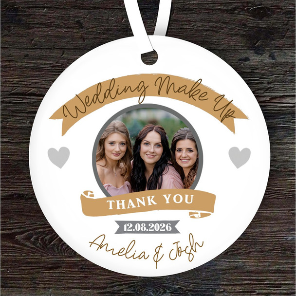 Thank You Wedding Make Up Artist Photo Round Personalised Gift Hanging Ornament