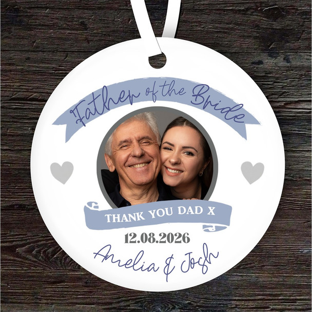 Thank You Wedding Father of The Bride Photo Personalised Gift Hanging Ornament
