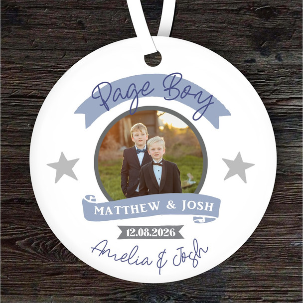 Thank You Wedding Page Boy Photo Personalised Gift Keepsake Hanging Ornament