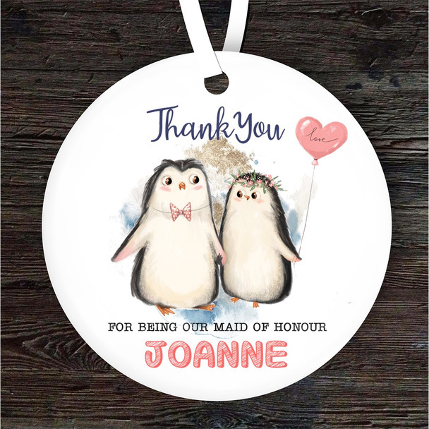 Thank You Maid Of Honour Wedding Heart Personalised Gift Hanging Ornament