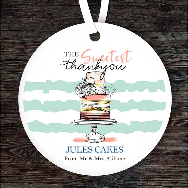 Sweetest Thank You Cake Maker Stripes Personalised Gift Hanging Ornament