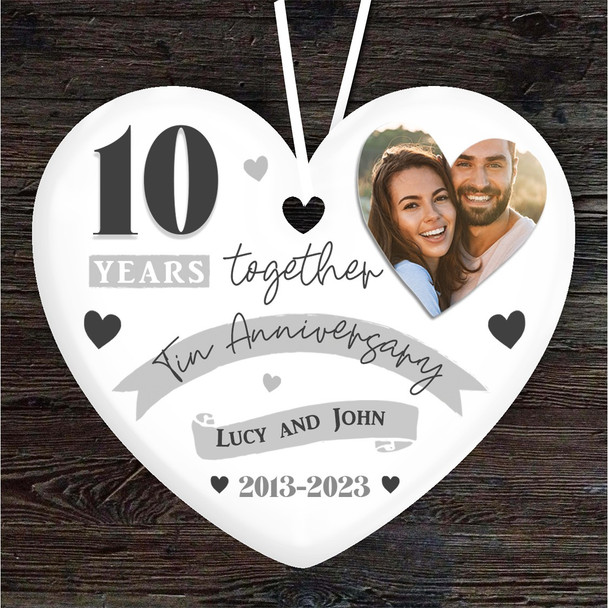 10 Years 10th Wedding Anniversary Tin Heart Personalised Gift Hanging Ornament