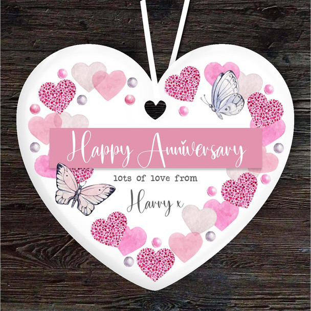 Wife Wedding Anniversary Butterflies Heart Personalised Gift Hanging Ornament