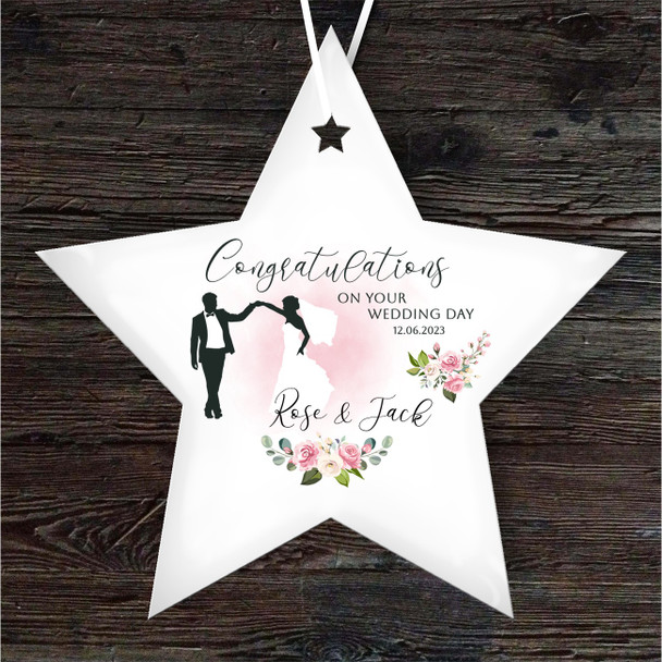 On Your Wedding Day Bride And Groom Star Personalised Gift Hanging Ornament