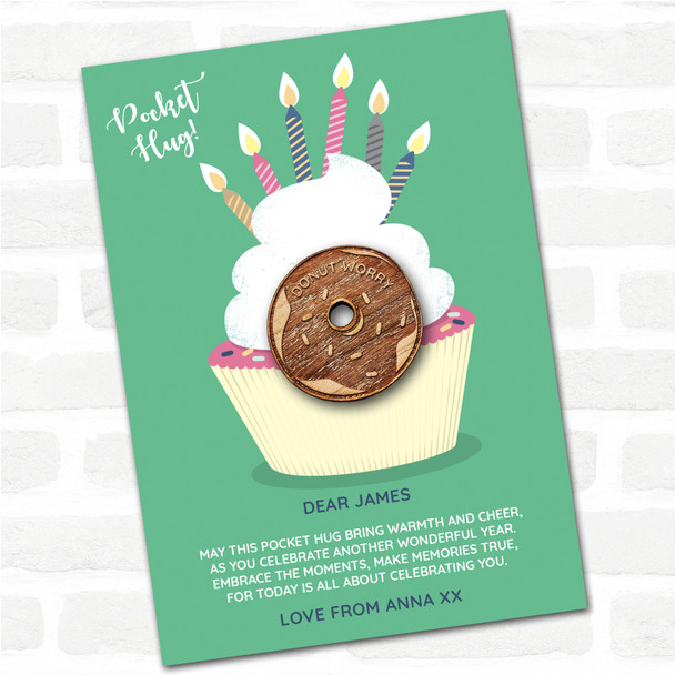 Donut Icing & Cupcake Happy Birthday Personalised Gift Pocket Hug
