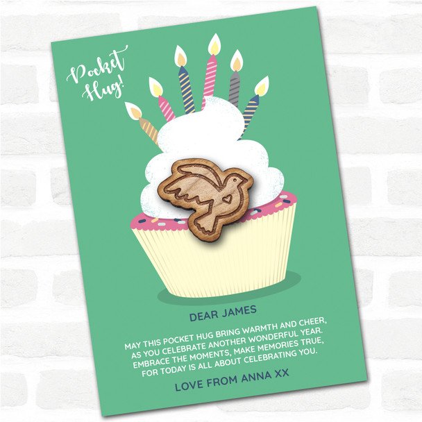 Dove A Heart Cupcake Happy Birthday Personalised Gift Pocket Hug